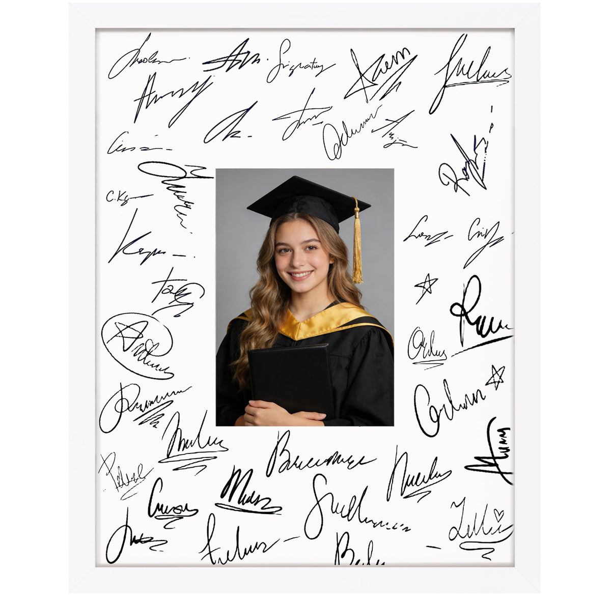 eletecpro 11x14 Signable Picture Frame with Clear Acrylic Cover, Signature Photo Frame with Mat Display 5x7 Photo for Tabletop or Wall, Wedding Guest Book Alternative, Graduation Decoration, Black