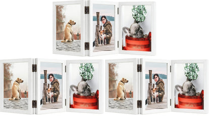 TOFOREVO 3 5x7 Picture Frame Black Triple Wooden Hinged Photo Frame