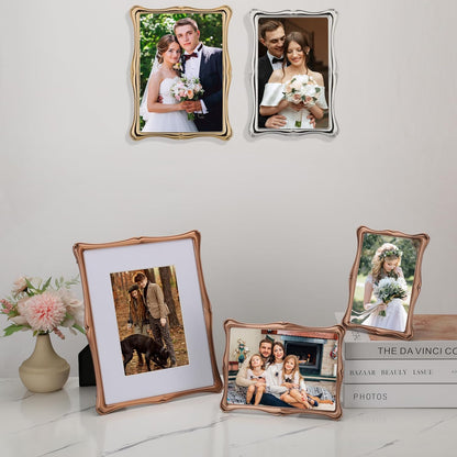 5 x7'' Premium Alloy Gold Photo Frame - Luxury Display Hi End Décor Picture Frames 7x5'' with Velvet Backing,Hi End Décor Metal Frames