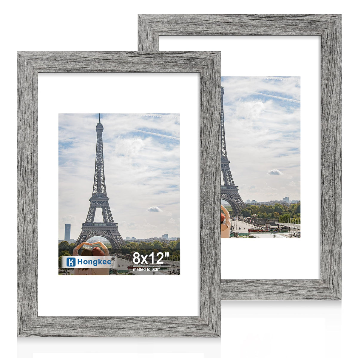 Hongkee 8x11 Picture Frame Set of 2, Real Glass, Rustic Brown Wood Frame