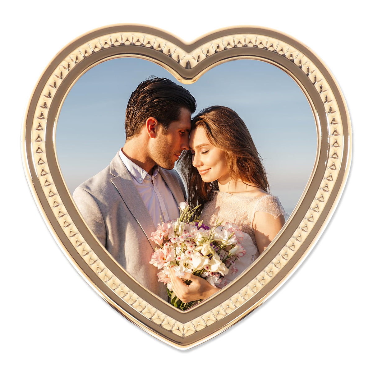 Lawrence Frames Metal Frame, Mini Pyramid, Gold, 4x4 Heart