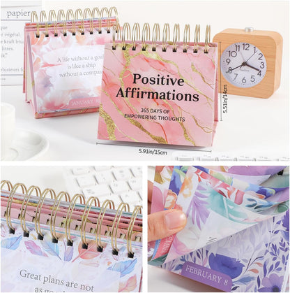 Daily Flip Calendar with Inspirational Quotes - Motivational Perpetual Calendar Desk Office Home Decor for Women, Gifts Desk Accessories for Girls Positive Affirmations