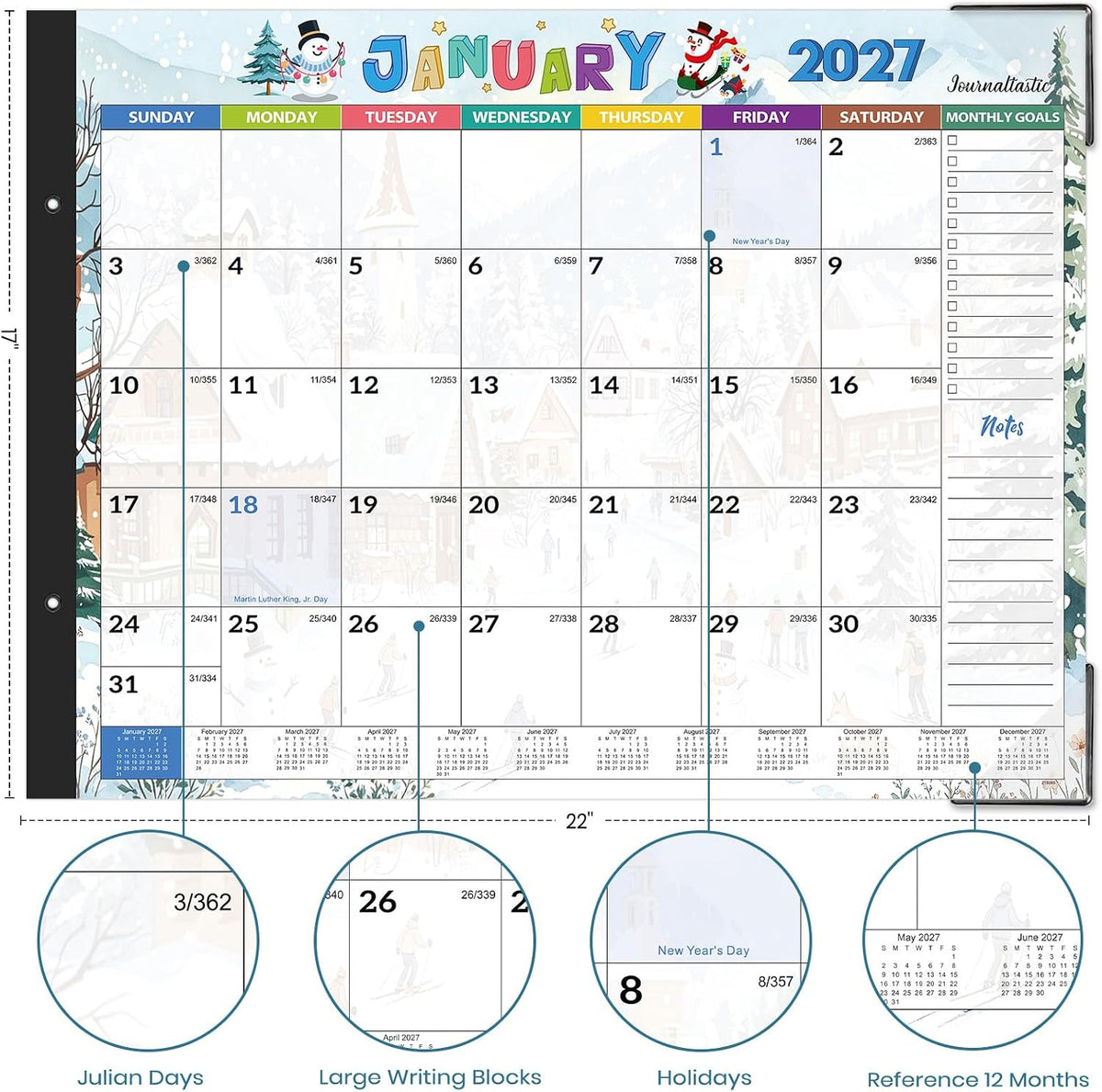 2027 Calendar - 2027 Desk Calendar, 22" x 17", Jan.2027 - Dec.2027