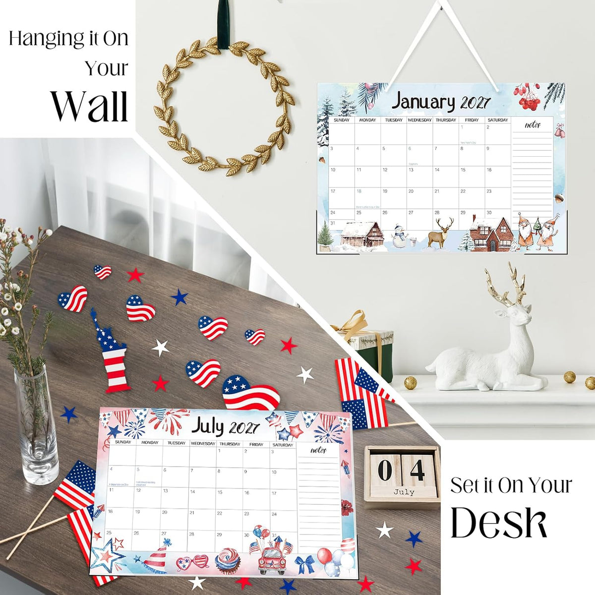 Guasslee Desk Calendar 2026-2027, 19 Month Jun 2026-Dec 2027, 17" X 11.5"