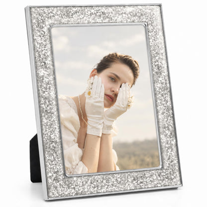 4x6 Enamel Picture Frame with Gold Metal Edge & HD Tempered Glass, Yellow