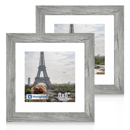 Hongkee 8x11 Picture Frame Set of 2, Real Glass, Rustic Brown Wood Frame