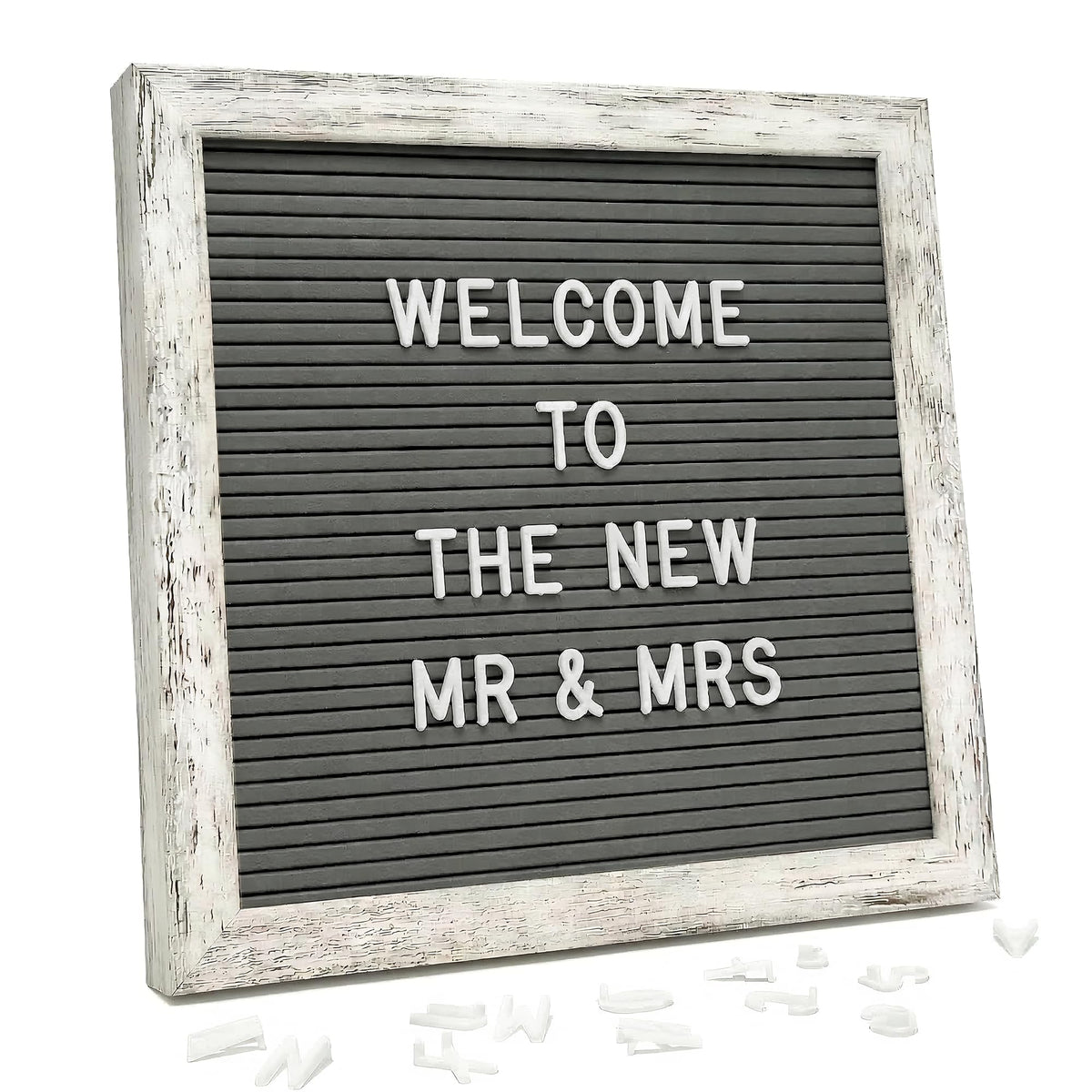 White Felt Letter Board 10x10in, 336 Letters, Wood Frame Message Board