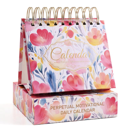 Daily Flip Calendar with Inspirational Quotes - Motivational Perpetual Calendar Desk Office Home Decor for Women, Gifts Desk Accessories for Girls Positive Affirmations