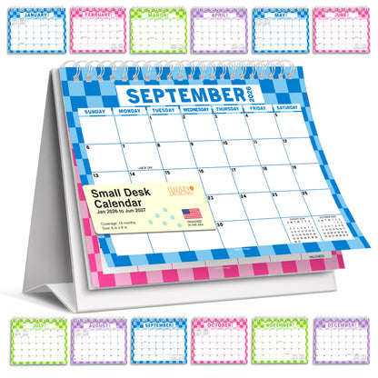 Small Desk Calendar 2026-2027 Standing Flip - 2026 Desk Calendar Small