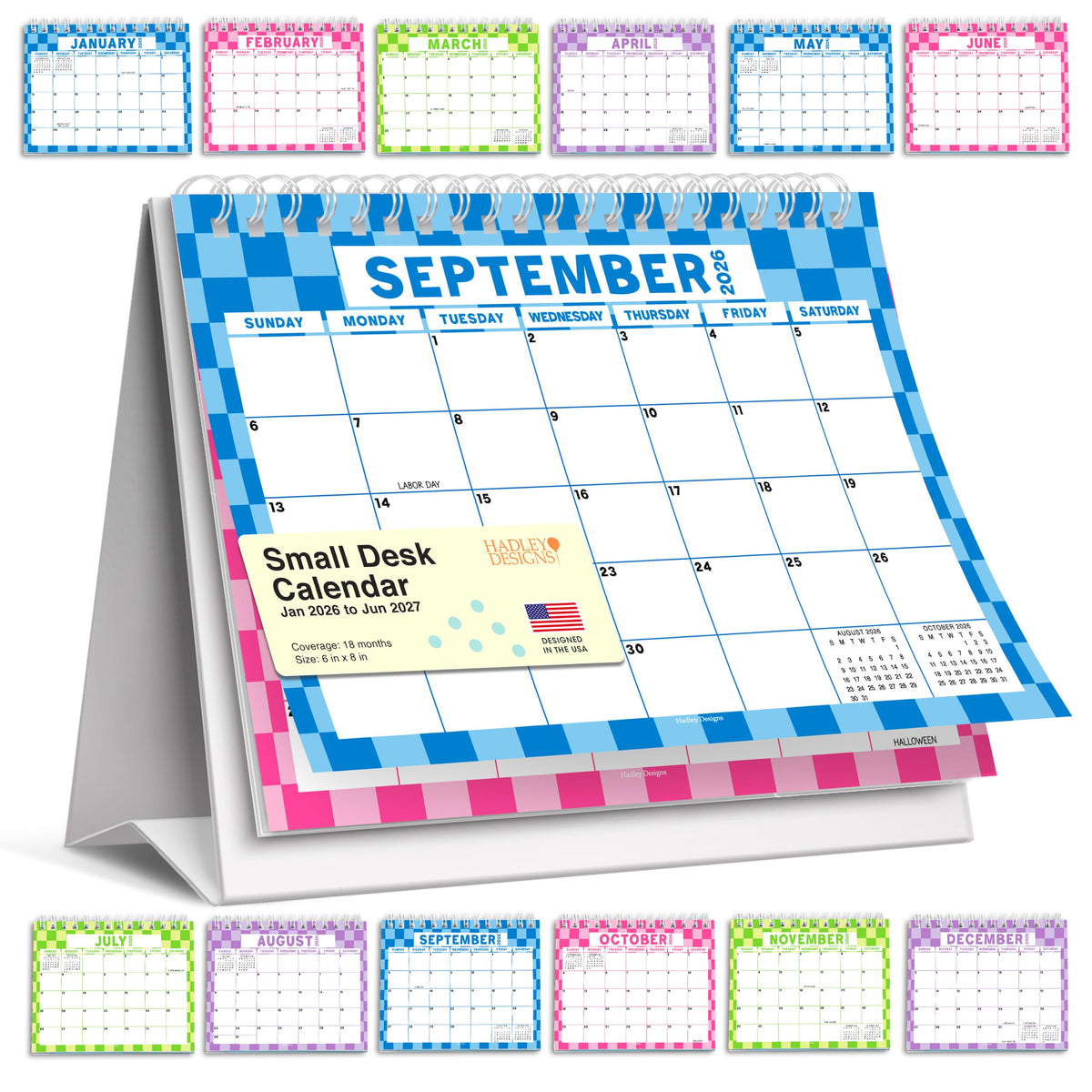Small Desk Calendar 2026-2027 Standing Flip - 2026 Desk Calendar Small