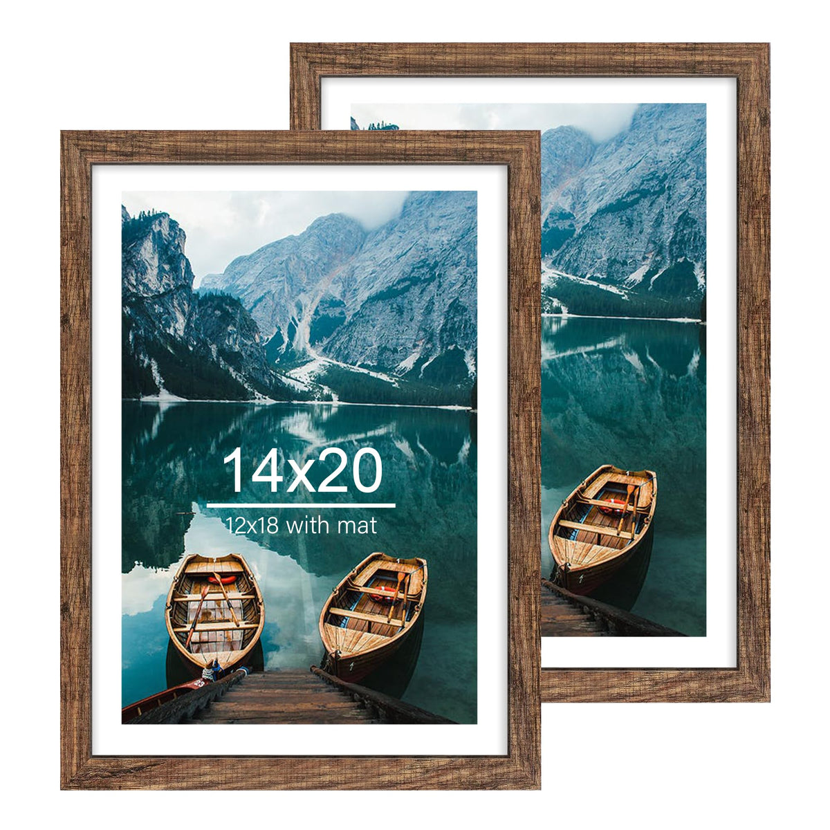 Hongkee 8x11 Picture Frame Set of 2, Real Glass, Rustic Brown Wood Frame