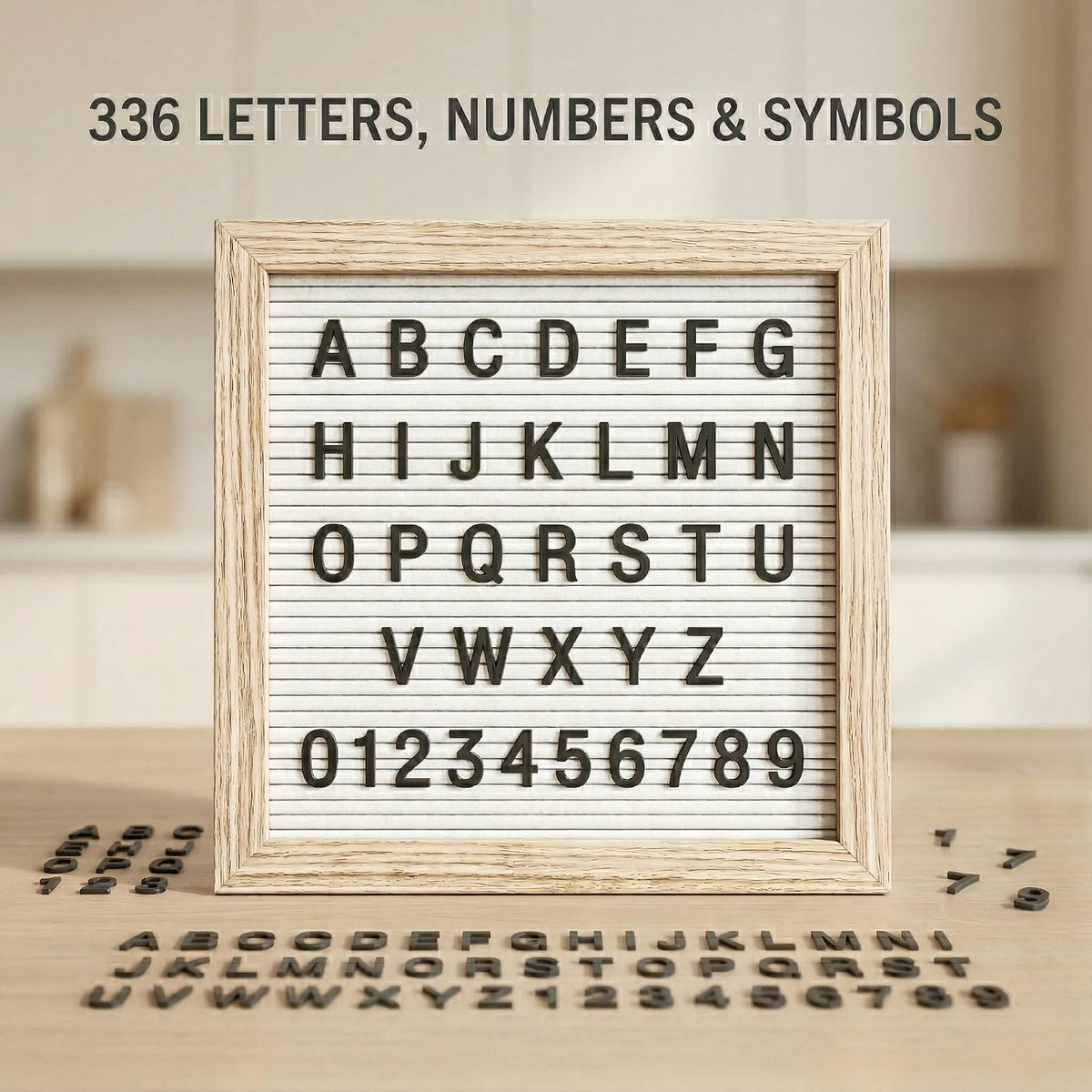 White Felt Letter Board 10x10in, 336 Letters, Wood Frame Message Board