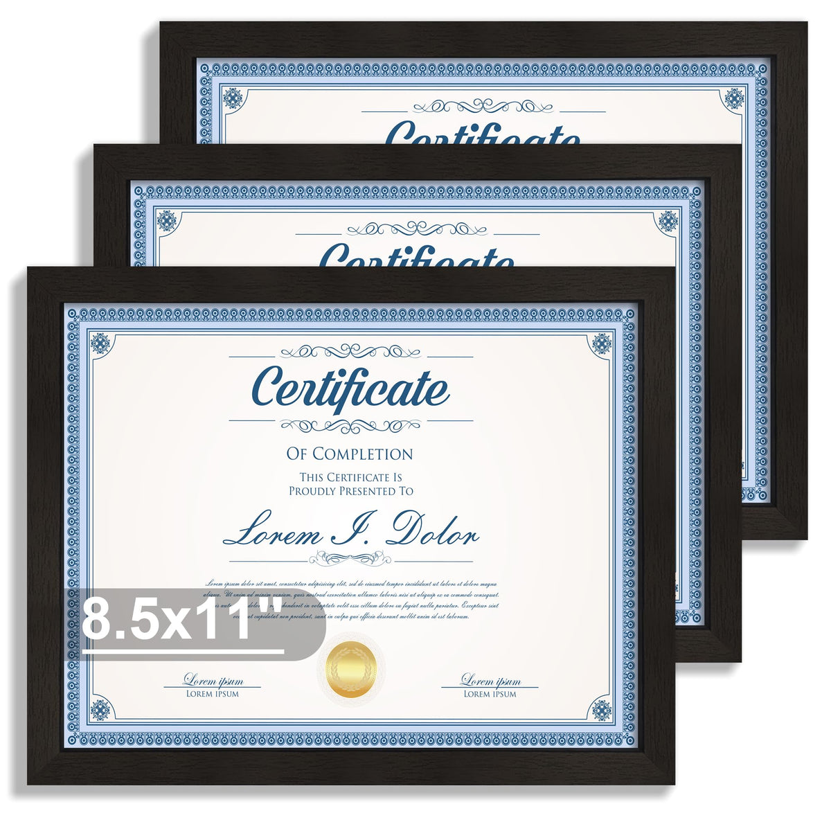 Hongkee 12x12 White Picture Frames Set of 3, Real Glass, Wood Frame,Mat 8x8