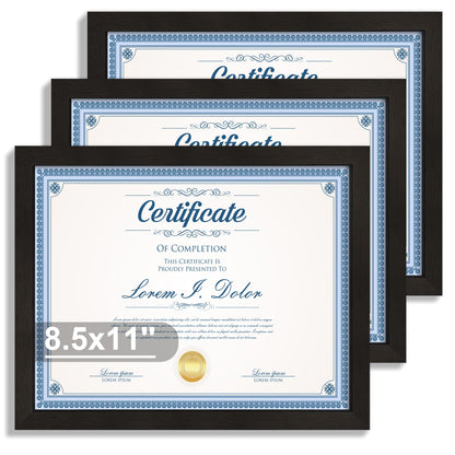 Hongkee 12x12 White Picture Frames Set of 3, Real Glass, Wood Frame,Mat 8x8