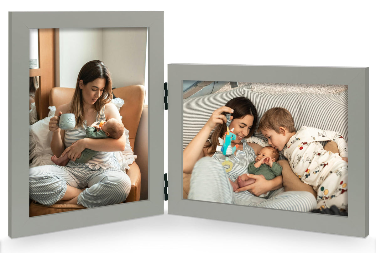 5x7 Vertical Horizontal Double Picture Frame, White Modern Wood Frame
