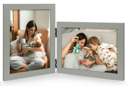 5x7 Vertical Horizontal Double Picture Frame, White Modern Wood Frame