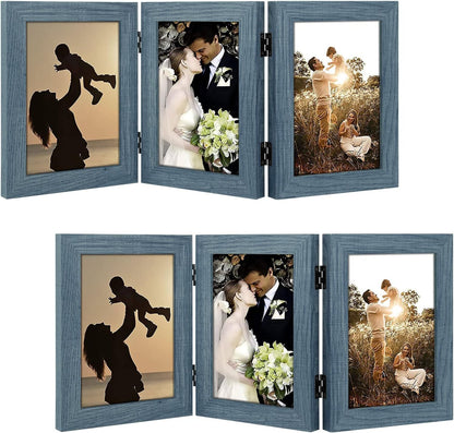 Golden State Art, 5x7 Triple Picture Frame Black- Real Glass, 1 Pack