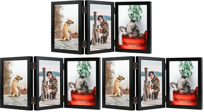 TOFOREVO 3 5x7 Picture Frame Black Triple Wooden Hinged Photo Frame