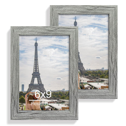 Hongkee 8x11 Picture Frame Set of 2, Real Glass, Rustic Brown Wood Frame