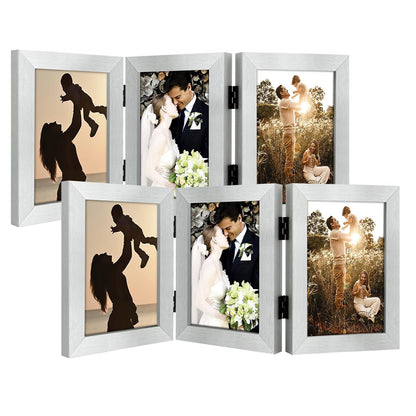 Golden State Art, 5x7 Triple Picture Frame Black- Real Glass, 1 Pack