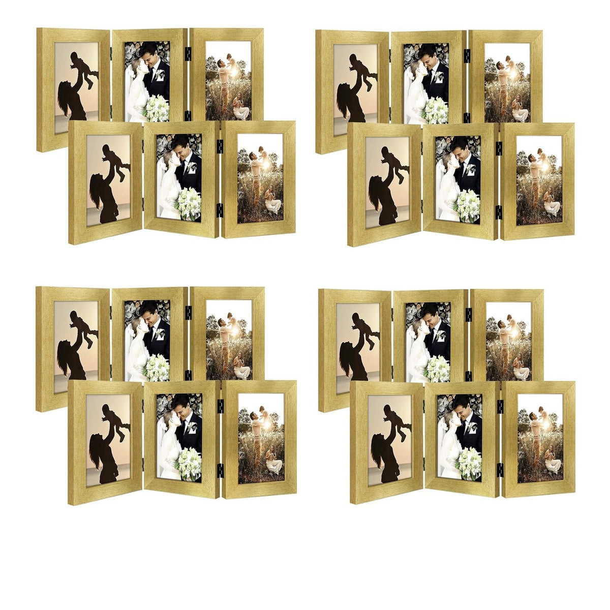 Golden State Art, 5x7 Triple Picture Frame Black- Real Glass, 1 Pack