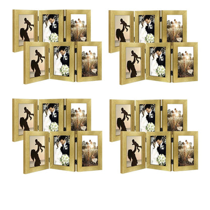Golden State Art, 5x7 Triple Picture Frame Black- Real Glass, 1 Pack