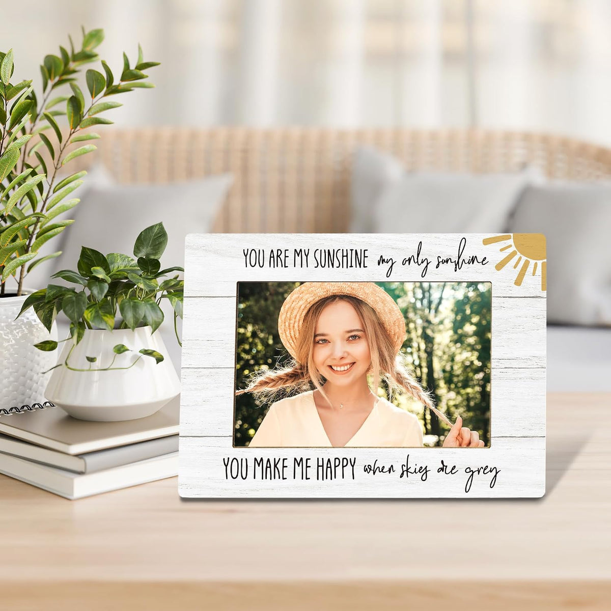 You Are My Sunshine Picture Frame, You Are My Sunshine Gifts, Motivational Gifts for Kids Women Men Photo Frame 4x6, Family Baby Girl Boy Wooden Photo Picture Frames for Desk Tabletop Decor