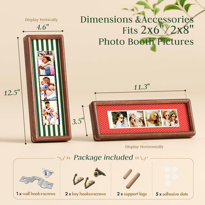 2 PCS Photo Booth Frames with 3 Vintage Mats for Wall & Desktop
