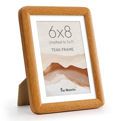 6x6 Picture Frame, USA-Sourced Walnut Wood Photo Frame with Tempered Glass, Handcrafted Rustic Farmhouse Frame for Wall & Tabletop Display, Matted to 4x4