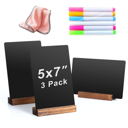 3 Pack 8.7x12 in Desktop Small Chalkboard Sign with Wood Base