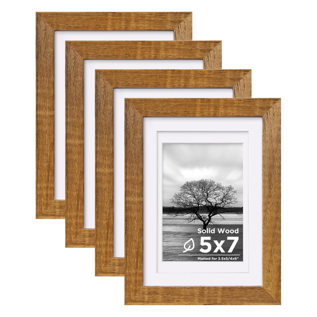 Egofine 8x10 Picture Frames Set of 4, Made of Solid Wood Covered by Plexiglass 4x6 and 5x7 with Mat or 8x10 without Mat, for Table Top Display and Wall Mounting Photo Frame Black