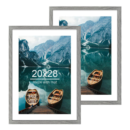 Hongkee 8x11 Picture Frame Set of 2, Real Glass, Rustic Brown Wood Frame