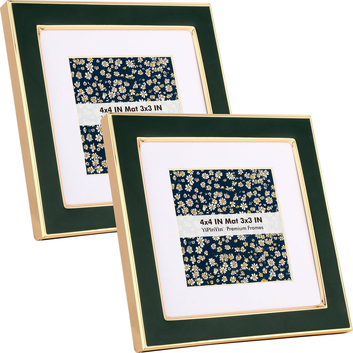 YiPinYin 5x7''Jasper Green Enamel Picture Frames with Gold-Plated Metal Frame Design,HD-Real Glass & Velvet Back,for Countertop,Tabletop Display,Bookshelf,Wall Décor