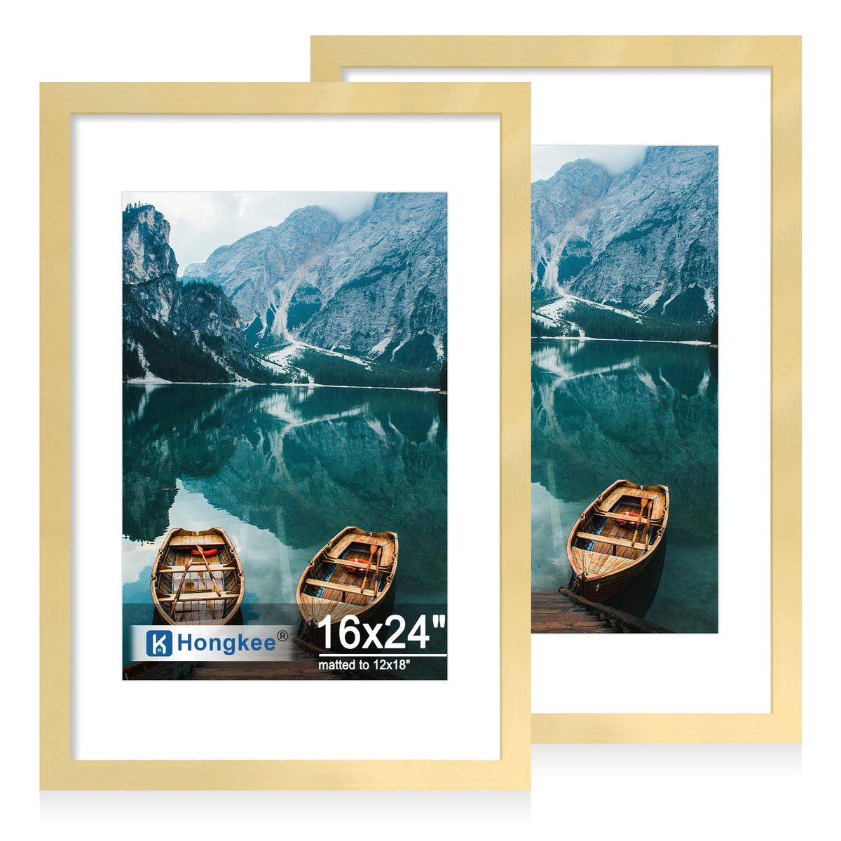 Hongkee 8x11 Picture Frame Set of 2, Real Glass, Rustic Brown Wood Frame