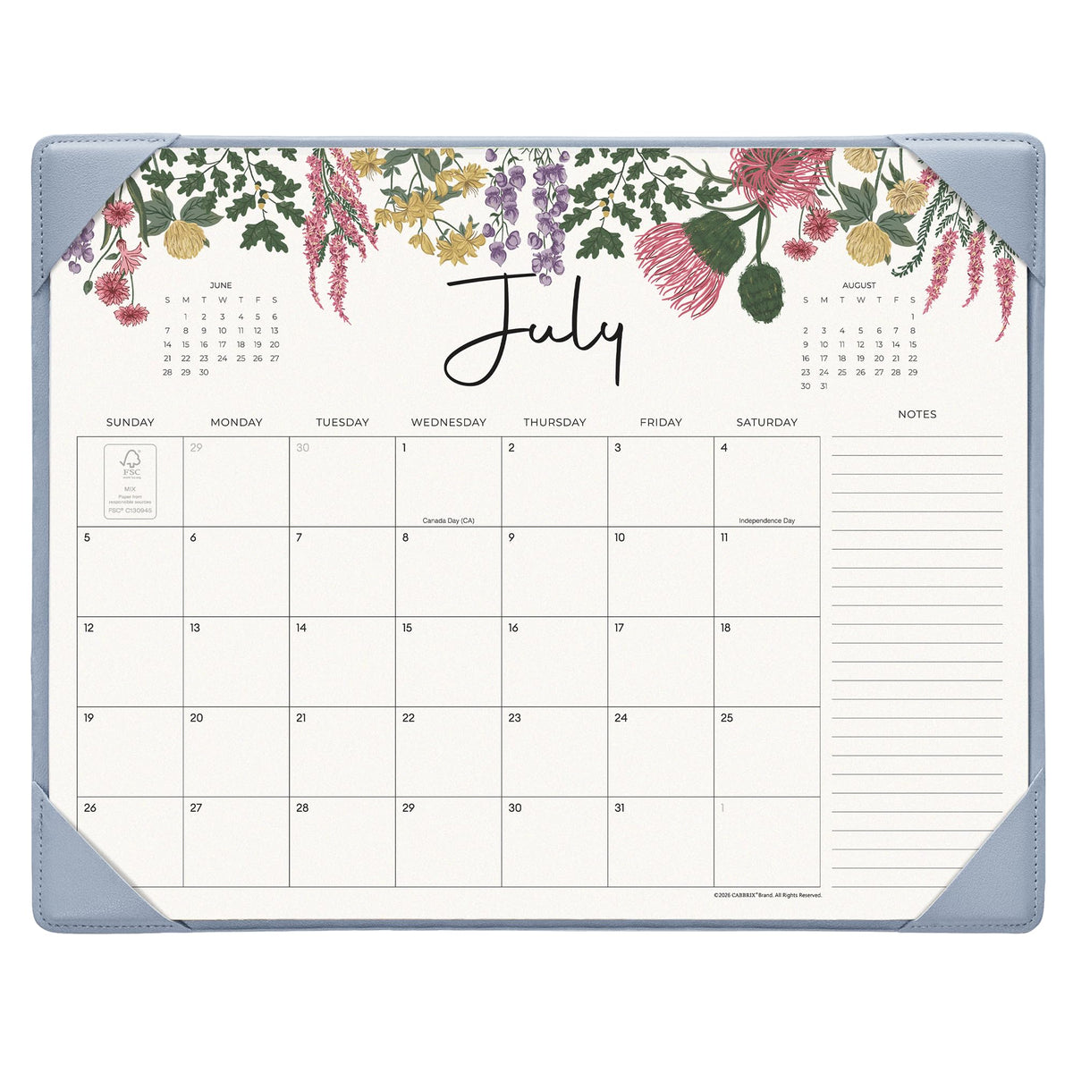 Cabbrix Desk Calendar 2027 with Desktop Mat 15"x 12", Apricot