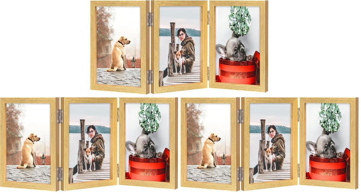 TOFOREVO 3 5x7 Picture Frame Black Triple Wooden Hinged Photo Frame