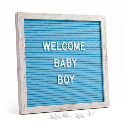 White Felt Letter Board 10x10in, 336 Letters, Wood Frame Message Board