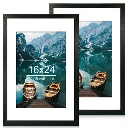 Hongkee 8x11 Picture Frame Set of 2, Real Glass, Rustic Brown Wood Frame