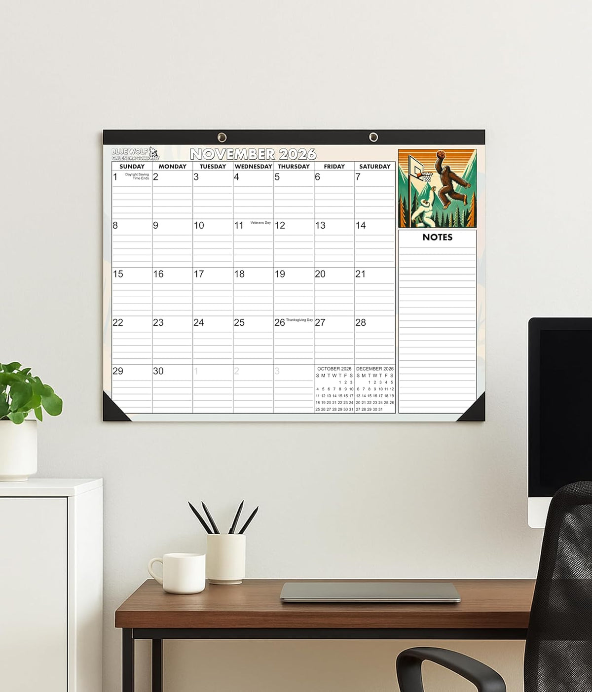 School Year January 2026- June 2027 Monthly Desktop Calendar Large Bigfoot Themed 2026 | 22"x17" | August 2026 - June 2027 | Large Teacher Desk Calendar Desk Calendar Mat Desk Pad