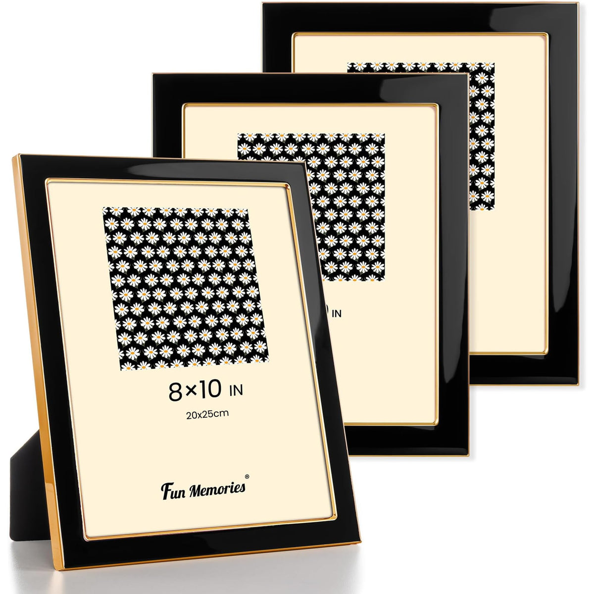 Fun Memories 4x6 Enamel Picture Frame with HD-Tempered Glass, Gold Metal Edge with Easel, Vertical & Horizontal Display, Wall and Tabletop Display Family Photo Gallery (White Enamel,1P)