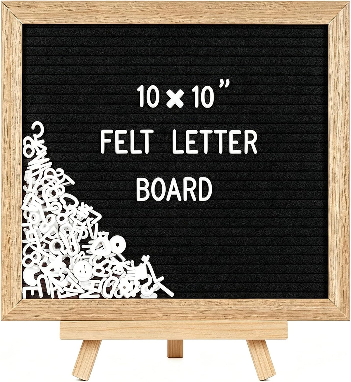 10x10" Felt Board Felt Letter Board, Changeable Message Board Word Board Letter Board Sign Bulletin Board 170 Letters with Stand, Pregnancy Announcements Baby Announcement Sign, Valentines Day Gifts Letterboard (Black)