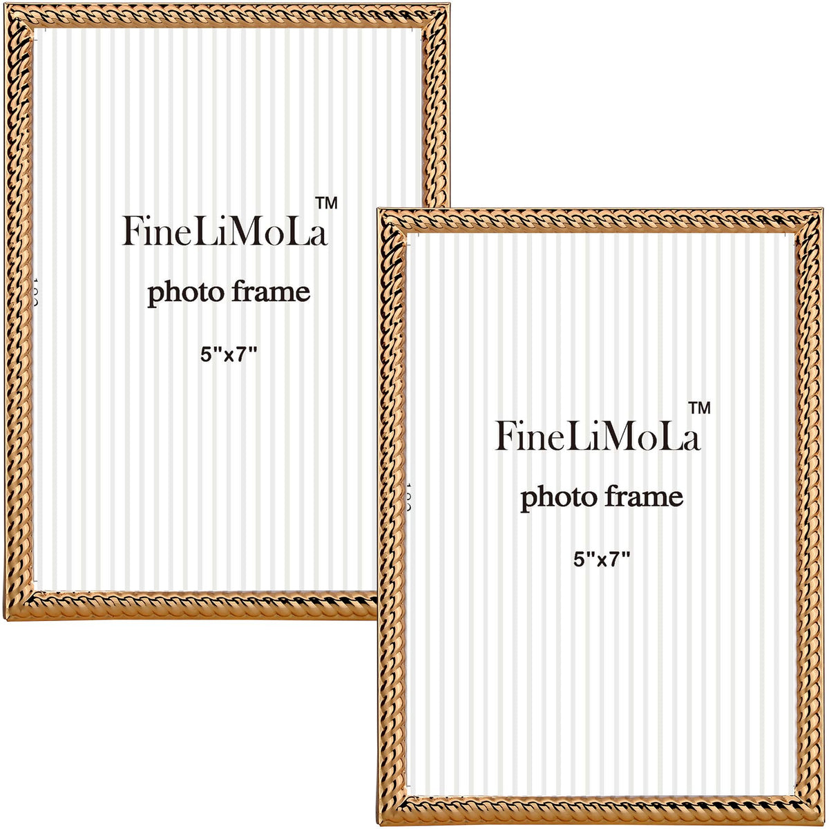 5x7'' Silver Rope Design Metal Picture Frames with Hi Quality Velvet Backing and Real Glass Front,Silver Photo Frame 7x5'' for Desktop Display Or Wall Hanging