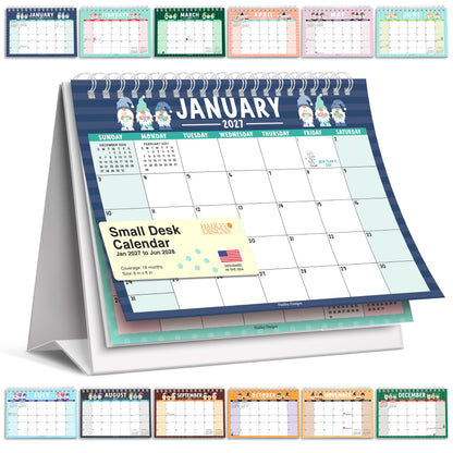 Small Desk Calendar 2026-2027 Standing Flip - 2026 Desk Calendar Small