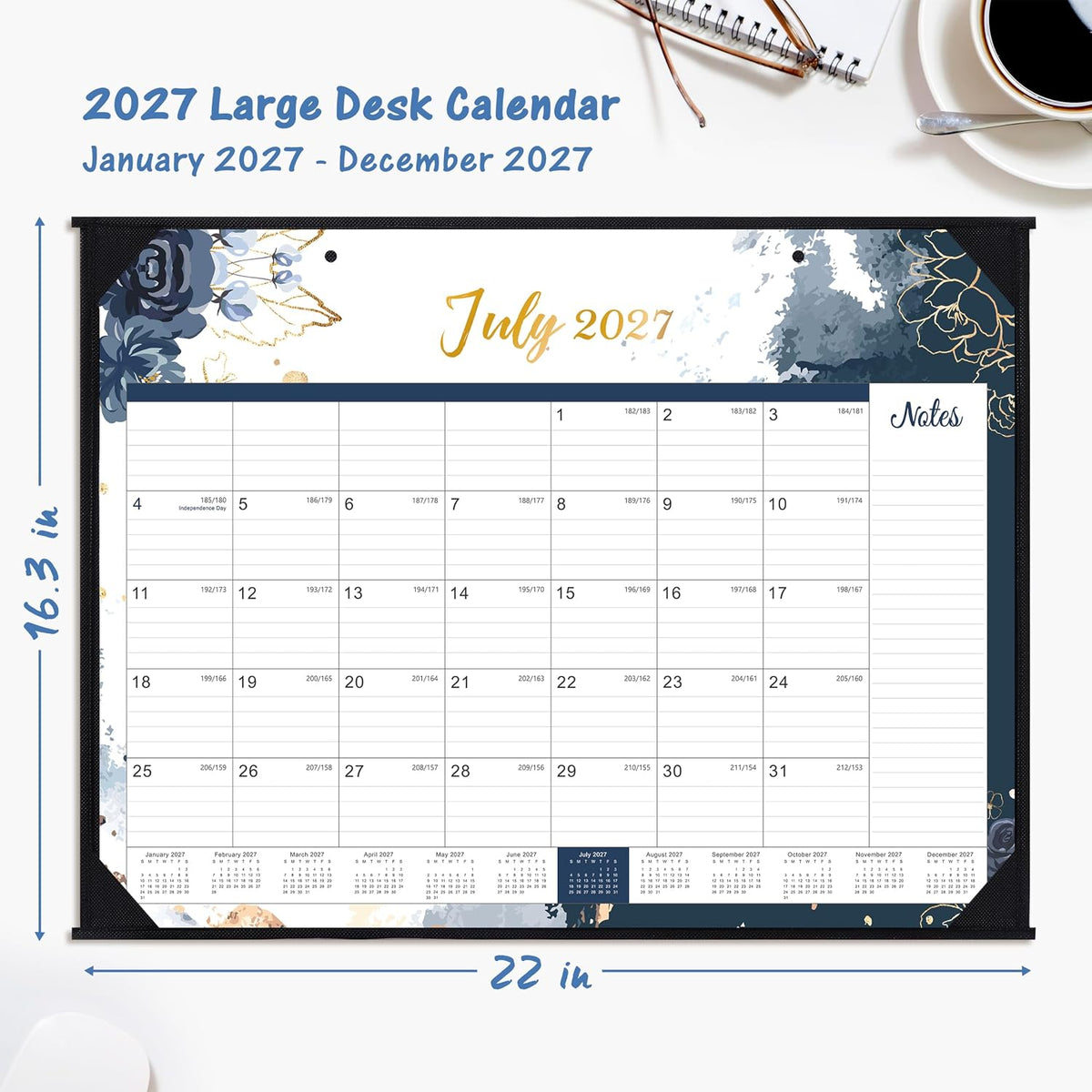 2027 Desk Calendar, Large Desktop Calendar from January - December 2027