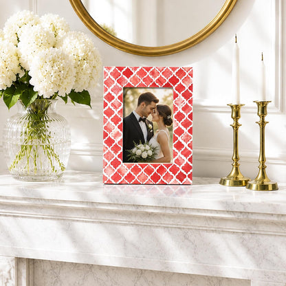 Handicrafts Home Handmade Bone Inlay 5x7 Red Picture Frame Modern HomeDecor