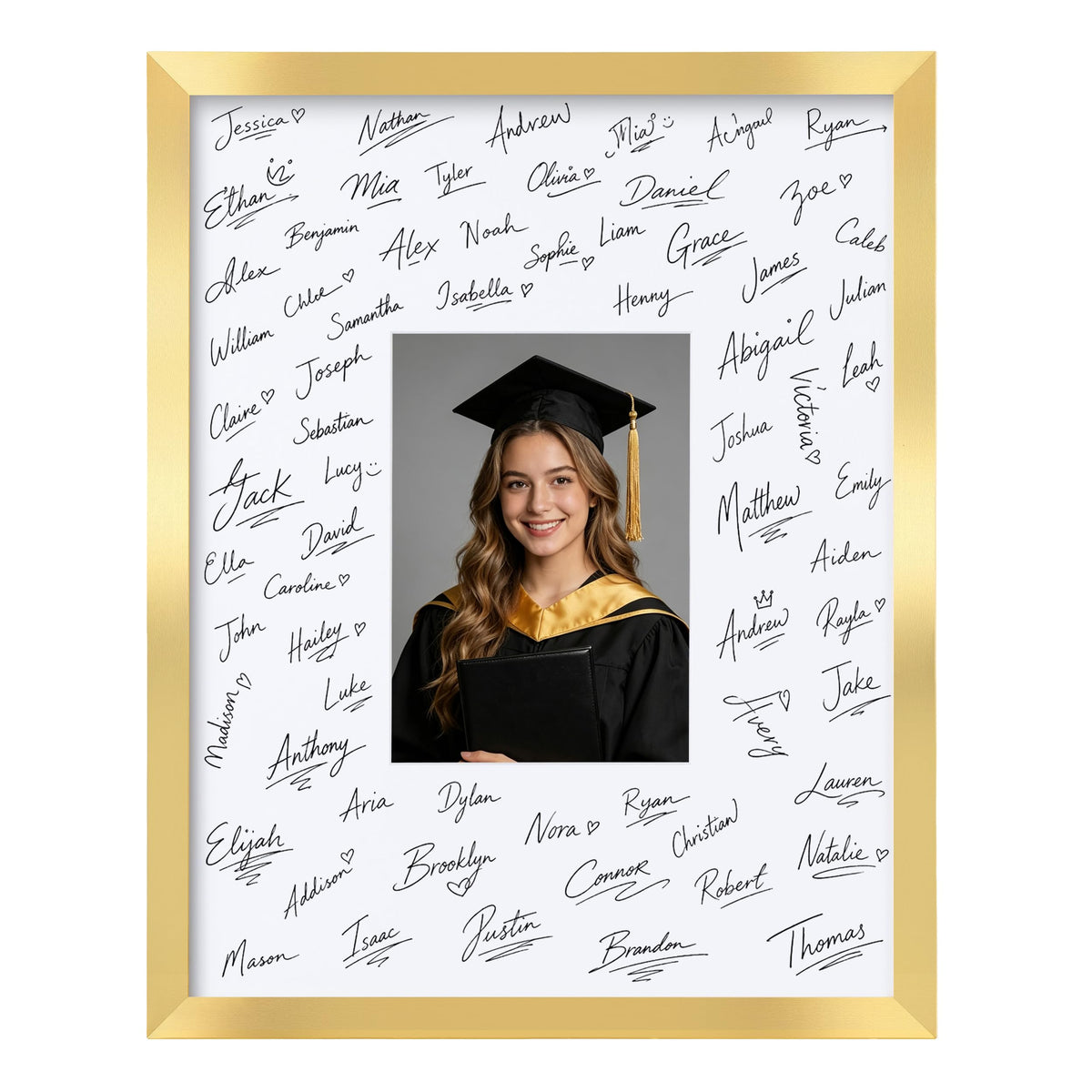 eletecpro 11x14 Signable Picture Frame with Clear Acrylic Cover, Signature Photo Frame with Mat Display 5x7 Photo for Tabletop or Wall, Wedding Guest Book Alternative, Graduation Decoration, Black