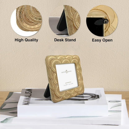 Classic Gold 1920s Mini Frame Set/Set of 3/2.5x2.5 & 2.5x3.5 In | For Tabletop Display | Perfect for Home Decor, Wedding, Graduation, Or Milestone Photos