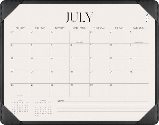 Simplified Desk Calendar 2026-2027 with Desktop Mat, Desk Pad Calendar from July 2026 to December 2027, 14 x 11 Inch, Desk Blotter Calendar for Home Office and School, Easy Planning, Black