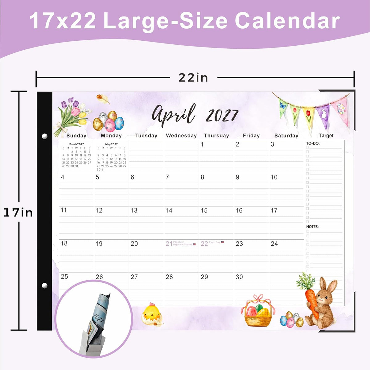Large Desk Calendar 2026-2027 22x17 Inches,18 Month