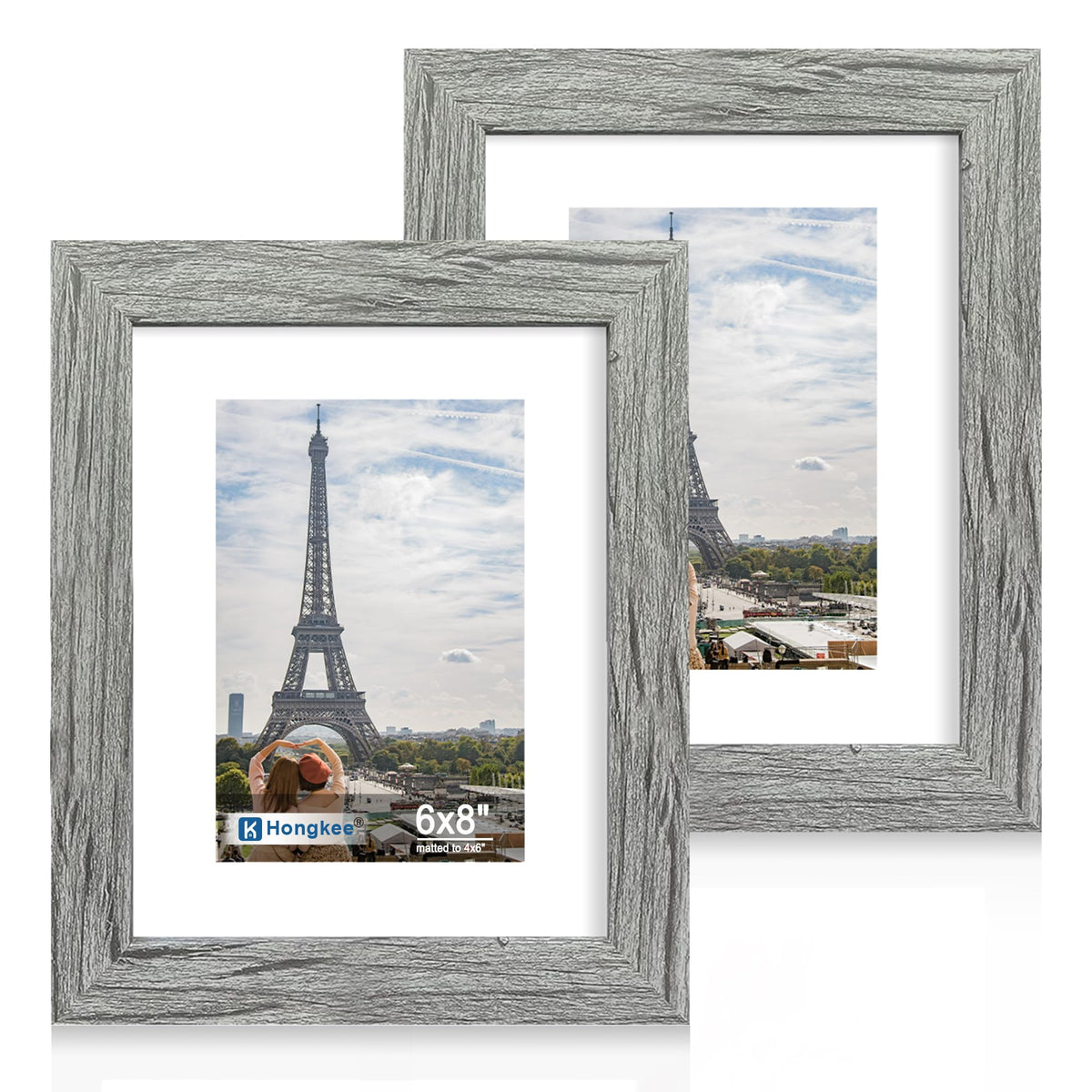 Hongkee 8x11 Picture Frame Set of 2, Real Glass, Rustic Brown Wood Frame